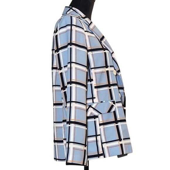TOPSHOP Blazer in Window Pane Blue Plaid, Size 6 - Picture 2 of 14